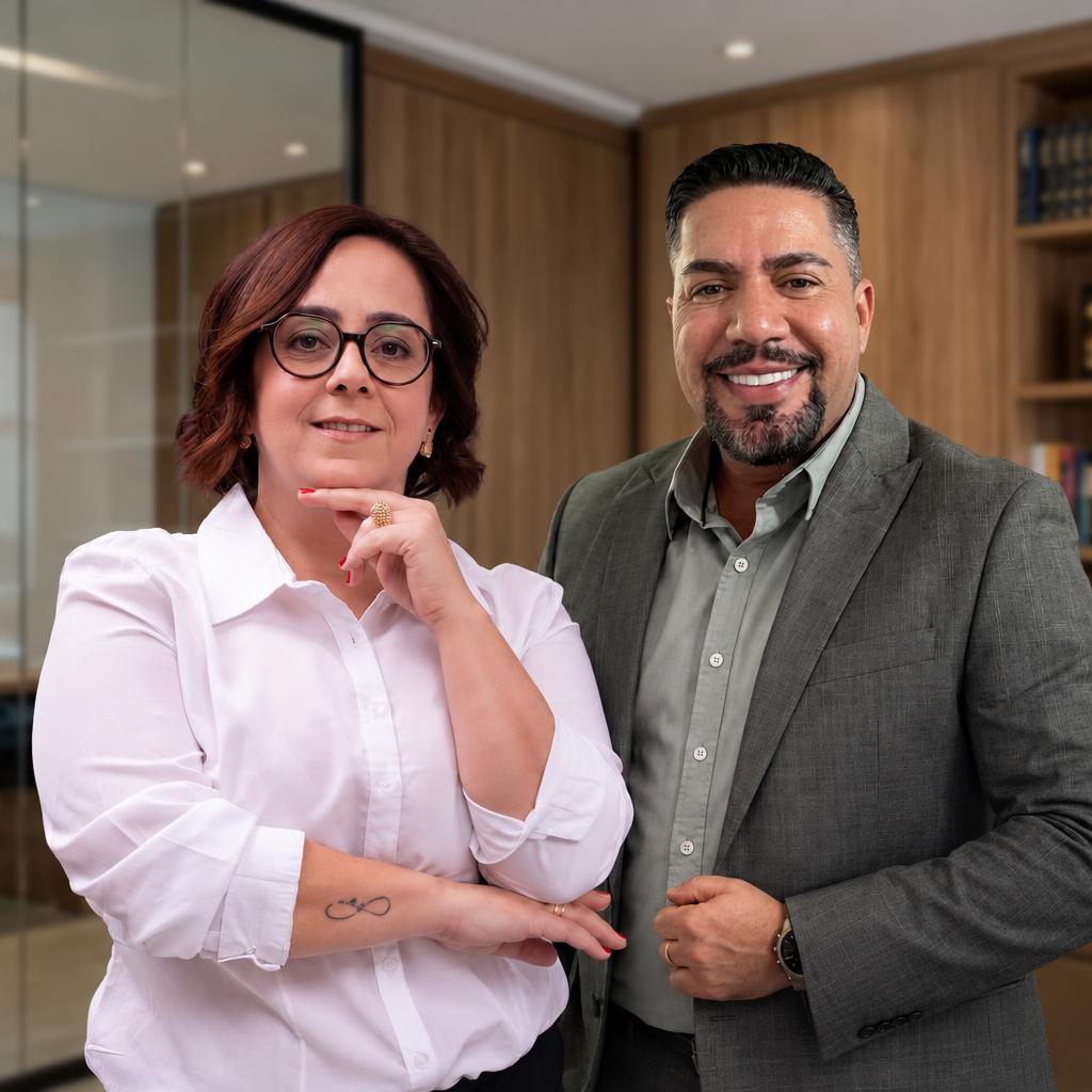 Dra. Marcella Gaiotto e Prof. Rogério Camargo, responsáveis pela R2M Marketing Jurídico